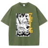 t shirt en coton délavé pour homme, dessin animé japonais, dandadan okarun, haute qualité, esthétique, à la mode
