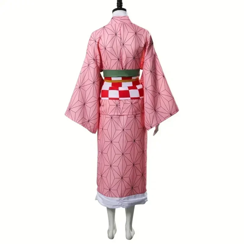 costume de cosplay nezuko pour halloween, anime demon slayer, kimono kimetsu no yaiba kamado nezuko, perruque pour femmes, 2025 costume de cosplay nezuko pour halloween, anime demon slayer, kimono kimetsu no yaiba kamado nezuko, perruque pour femmes, 2025