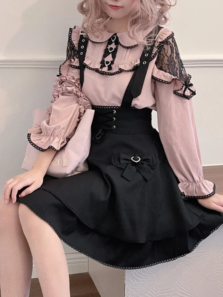 Y2k Bow Blouse à volants femmes japonais JK Kawaii dentelle chemise à volants Harajuku mignon haut pour femme 2025 élégant Lolita Blusas Camisas