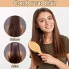 brosse à cheveux en bois de bambou, peigne de massage, masseur du cuir chevelu pour la croissance des cheveux, brosse à lisser antistatique, brosse à barbe douce en hêtre pour bébé