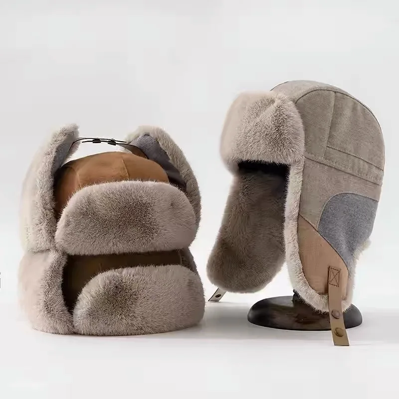 chapeaux en coton pour hommes et femmes, chaud et épais, coupe vent, protection des oreilles, en peluche, bombardier, casquettes noires, confortables, assorties avec tout, hiver chapeaux en coton pour hommes et femmes, chaud et épais, coupe vent, protection des oreilles, en peluche, bombardier, casquettes noires, confortables, assorties avec tout, hiver