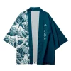 cardigan kimono rouge pour homme et femme, veste à motif de vague japonaise haori, vêtements traditionnels