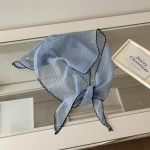 Bandeau élégant à pois, Turban coréen frais, petite écharpe rayée, bandeau triangulaire fin pour cheveux, été Bandeau élégant à pois, Turban coréen frais, petite écharpe rayée, bandeau triangulaire fin pour cheveux, été