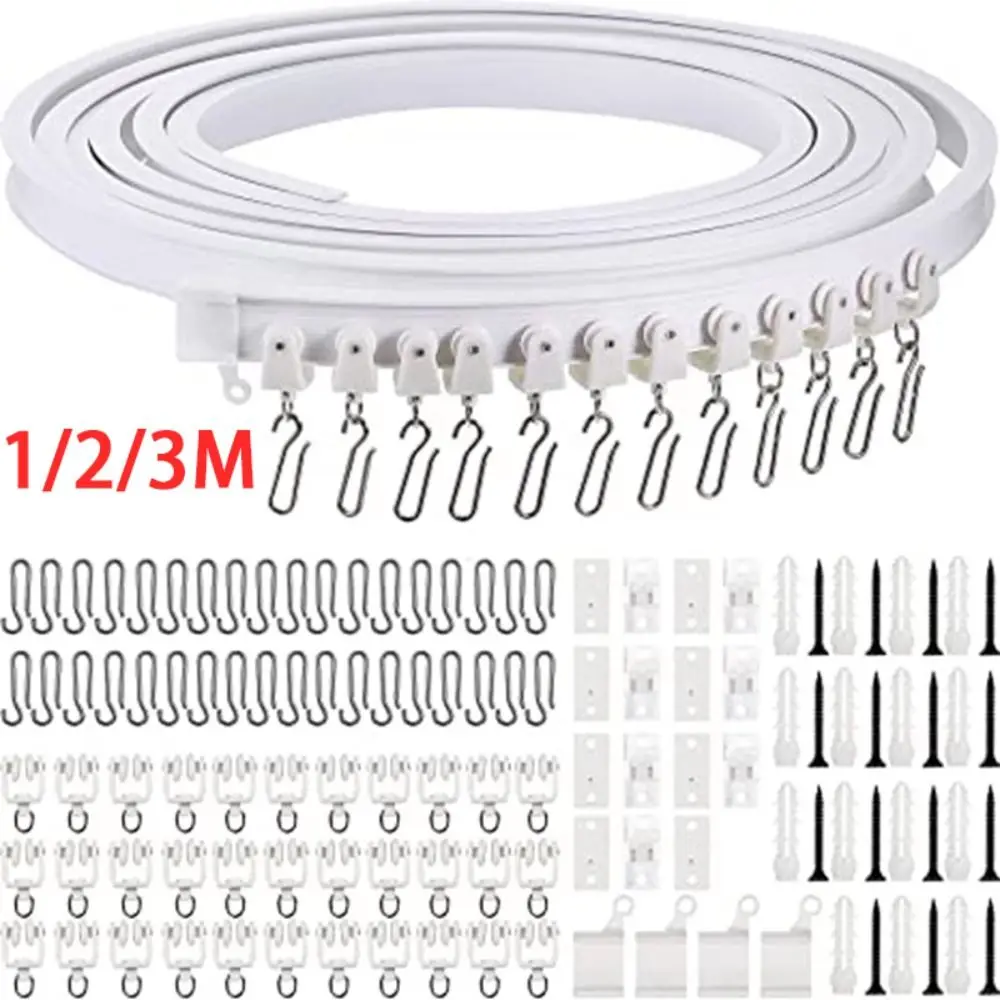 rail de rideau pliable en plastique blanc, style moderne, visible, accessoires rail de rideau pliable en plastique blanc, style moderne, visible, accessoires