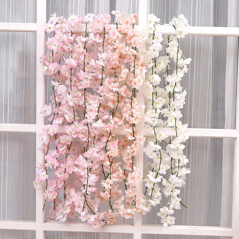 vigne artificielle de sakura, fausses fleurs, arche de vigne, ornement de noël, 180cm vigne artificielle de sakura, fausses fleurs, arche de vigne, ornement de noël, 180cm
