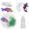 Moule résine époxy carpe Silicone moule noël fait à la main bricolage tridimensionnel Animal petit poisson bonne chance Koi gâteau moules