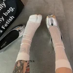Chaussettes en coton fendu ultra-mince pour femme, haute qualité, confortables, Harajuku japonais, Tabi Sox, InjStripe, 2 doigts, été Chaussettes en coton fendu ultra-mince pour femme, haute qualité, confortables, Harajuku japonais, Tabi Sox, InjStripe, 2 doigts, été