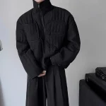 CHRISTAMPain-Veste Courte Rembourrée en Coton Minimaliste Foncé pour Homme, Parka d&rsquo;Hiver Japonaise, Niche At, à Col Montant, Légère et Fine