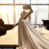 jupe longue en satin pour fête de mariage, ligne a, fente latérale haute, surjupe de mariée amovible, train détachable, personnalisée, 2025