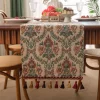 Chemin de Table Jacquard Vintage élégant, nappe épaisse à motif de fleurs avec nappe, couverture de Table pour nouvel an Chemin de Table Jacquard Vintage élégant, nappe épaisse à motif de fleurs avec nappe, couverture de Table pour nouvel an