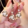 ensemble de bijoux de luxe élégants en zircon brillant pour femmes, collier et boucles d'oreilles polyvalents, tendance, bijoux de fête, cadeaux d'anniversaire, 3 pièces
