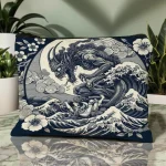Kanagawa – sac de rangement à motifs créatifs de style japonais, sac à cosmétiques pour dames, sac de lavage en toile à fermeture éclair, sac à cosmétiques Kanagawa – sac de rangement à motifs créatifs de style japonais, sac à cosmétiques pour dames, sac de lavage en toile à fermeture éclair, sac à cosmétiques