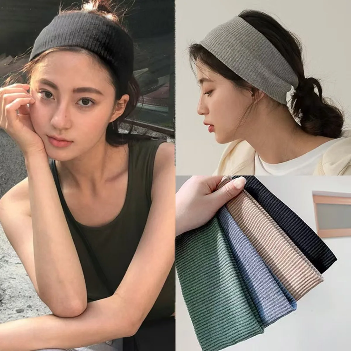 bandeau de sport pour cyclisme, lavage du visage, bandana tricoté en coton coréen doux pour femmes et filles, accessoire de cheveux à la mode bandeau de sport pour cyclisme, lavage du visage, bandana tricoté en coton coréen doux pour femmes et filles, accessoire de cheveux à la mode