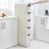 Armoire latérale de Style japonais pour cuisine, réfrigérateur, unité de rangement sur pied pour salle de bain, étagère de rangement à tiroirs multicouches de 18cm Armoire latérale de Style japonais pour cuisine, réfrigérateur, unité de rangement sur pied pour salle de bain, étagère de rangement à tiroirs multicouches de 18cm