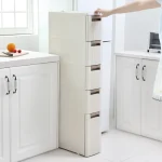 Armoire latérale de Style japonais pour cuisine, réfrigérateur, unité de rangement sur pied pour salle de bain, étagère de rangement à tiroirs multicouches de 18cm Armoire latérale de Style japonais pour cuisine, réfrigérateur, unité de rangement sur pied pour salle de bain, étagère de rangement à tiroirs multicouches de 18cm