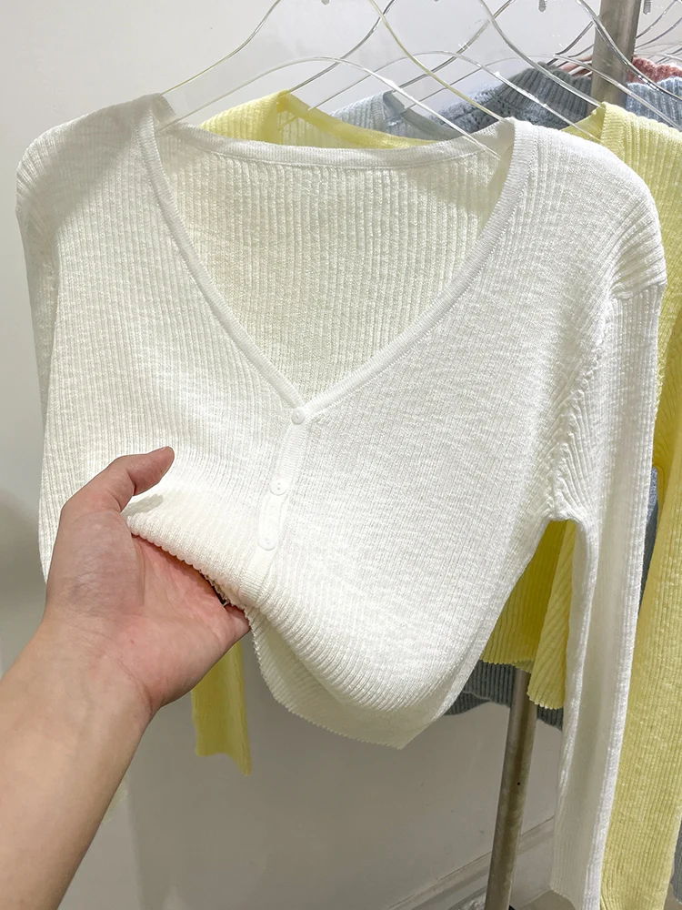 cardigan coréen pour femmes, mince, décontracté, solide, résistant au soleil, tout assressentiavec tout, col en v, style doux, bonbons document de base 03/3 cardigan coréen pour femmes, mince, décontracté, solide, résistant au soleil, tout assressentiavec tout, col en v, style doux, bonbons document de base 03/3