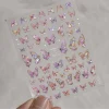 autocollants pour ongles papillon japonais 5d, 1 pièce, kawaii, coquille à paillettes de luxe, aurore, décorations pour nail art, décalcomanies, feuille coulissante pour manucure à faire soi même