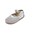 filles chaussures de plage tissage évidé enfants demi sandales style coréen 2025 été nouveaux enfants décontracté princesse chaussures doux à la mode