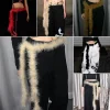 jeans pantalons décor super doux punk fourrure ceinture y2k moelleux doux en peluche ceinture chaude rue danse accessoire ceinture