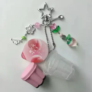 Porte-clés Pudding japonais, breloque Flan d’œuf rose jaune, accessoire perlé esthétique rétro Porte-clés Pudding japonais, breloque Flan d’œuf rose jaune, accessoire perlé esthétique rétro