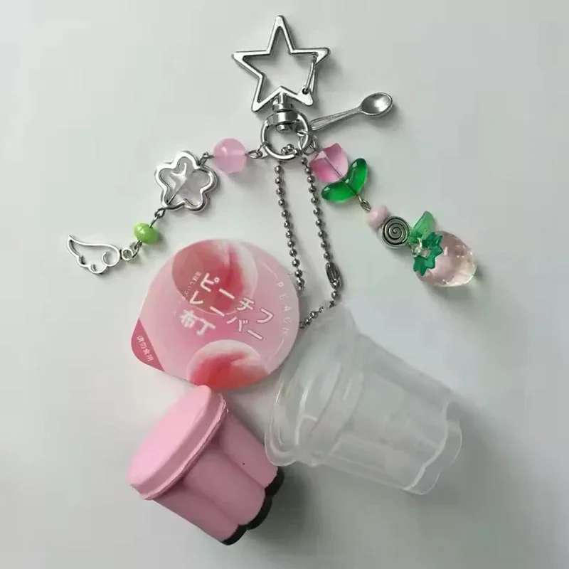 Porte-clés Pudding japonais, breloque Flan d’œuf rose jaune, accessoire perlé esthétique rétro Porte-clés Pudding japonais, breloque Flan d’œuf rose jaune, accessoire perlé esthétique rétro