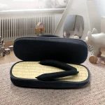 Tongs tressées en paille pour hommes, pantoufles d&rsquo;été à Clip en forme de Y, sandales à bout ouvert, pantoufles japonaises à fond épais, pour l&rsquo;intérieur de la maison