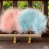 Éventail pliant en plumes Lolita, nickel é japonais, sombre, gothique, danse de cour, éventail à main, accessoires de fête de mariage