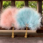 Éventail pliant en plumes Lolita, nickel é japonais, sombre, gothique, danse de cour, éventail à main, accessoires de fête de mariage Éventail pliant en plumes Lolita, nickel é japonais, sombre, gothique, danse de cour, éventail à main, accessoires de fête de mariage
