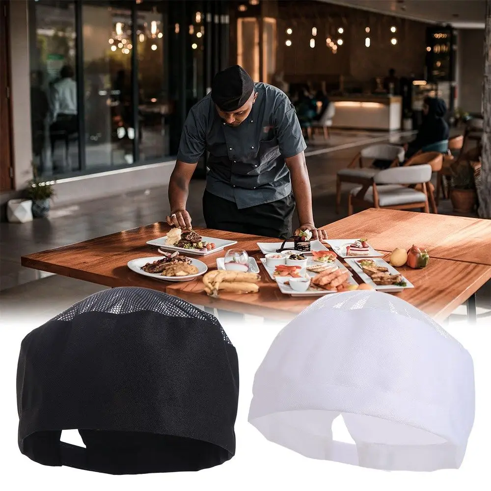 casquette à sushi respirante de style japonais avec dessus en maille, casquette plate de chef monocouche, sans avant toit, chapeau de chef confortable casquette à sushi respirante de style japonais avec dessus en maille, casquette plate de chef monocouche, sans avant toit, chapeau de chef confortable