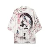 kimono d'été imprimé floral pour hommes et femmes, chemise hawaïenne de plage, cardigan à la mode, motif prune, peignoirs yukata haori