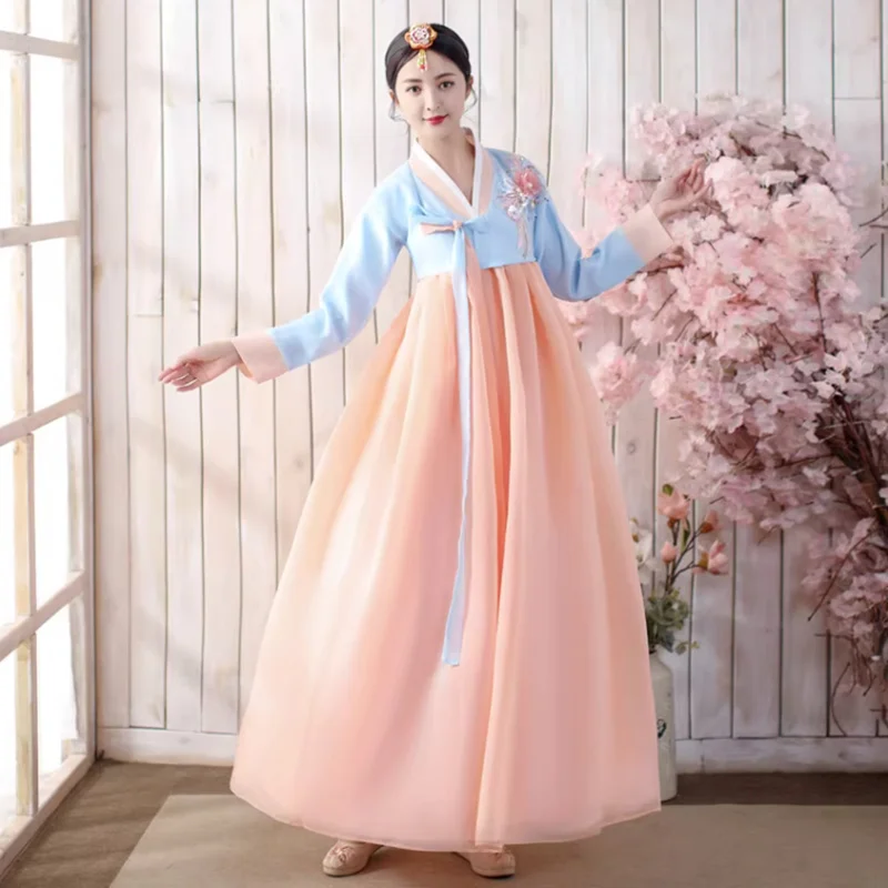 Robe Hanbok coréenne pour femmes, Costume de danse sur scène traditionnel ancien, vêtements asiatiques, Lady Palace, tissu de danse de mariage coréen Robe Hanbok coréenne pour femmes, Costume de danse sur scène traditionnel ancien, vêtements asiatiques, Lady Palace, tissu de danse de mariage coréen