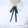 une seule pièce d'épingles de ruban à nœud papillon britannique coréen faites à la main pour femmes, noir – idéal pour le col de chemise blanc de style universitaire