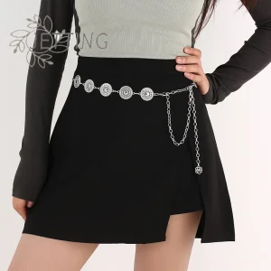 Ceinture longue à boucle réglable en or pour femmes, chaîne de corps, mode pour femmes, Vintage, métal ajouré