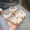 sandales princesse pour enfants, nouvelle mode d'été 2025, style coréen, fond souple, antidérapant, découpes polyvalentes, chaussure douce