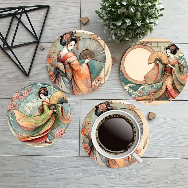 4 pouces style japonais kimono sakura architecture art 2d sous verres en bois salon de thé maison cafés restaurants décorer cadeaux de fête 4 pouces style japonais kimono sakura architecture art 2d sous verres en bois salon de thé maison cafés restaurants décorer cadeaux de fête