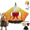 Agatsuma Zenitsu Kimono Cosplay Costume pour femme, Lolita japonaise, robe de femme de chambre, tenue