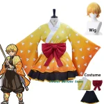 Agatsuma Zenitsu Kimono Cosplay Costume pour femme, Lolita japonaise, robe de femme de chambre, tenue