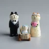 Statue de chat japonais Zakka, ornements créatifs, modèle d&rsquo;art moderne artificiel, artisanat fait à la main, Mini accessoires de jardin féerique miniatures