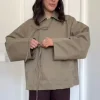 vestes à bretelles avec nœud papillon pour femme, manteaux amples à revers et manches longues avec poches, vêtements d'extérieur quotidiens de rue, automne 2025
