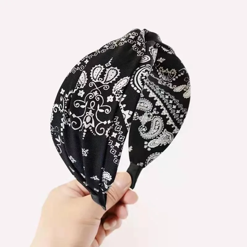 version coréenne du nouveau bandeau à larges bords, bandeau polyvalent à larges bords avec fleur de cajou de tempérament rétro version coréenne du nouveau bandeau à larges bords, bandeau polyvalent à larges bords avec fleur de cajou de tempérament rétro