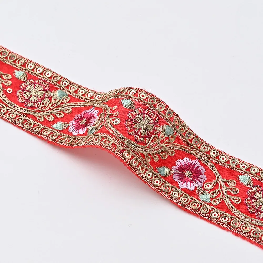 ruban de fleurs brodé, coupe en dentelle ethnique, vêtements de bricolage, accessoires de sac, 1 mètre ruban de fleurs brodé, coupe en dentelle ethnique, vêtements de bricolage, accessoires de sac, 1 mètre