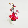 bonsaï fleurs de prunier en soie, plante artificielle, fausses fleurs, pot de fleurs, branches d'arbre sakura, décoration de salle de maison