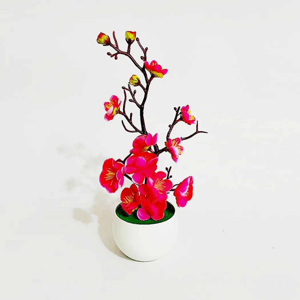 bonsaï fleurs de prunier en soie, plante artificielle, fausses fleurs, pot de fleurs, branches d'arbre sakura, décoration de salle de maison bonsaï fleurs de prunier en soie, plante artificielle, fausses fleurs, pot de fleurs, branches d'arbre sakura, décoration de salle de maison