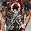 harajuku samouraï t shirt pour hommes 2025 nouvelle mode décontracté hommes t shirt à manches courtes été anime japonais 3d imprimé y2k hauts