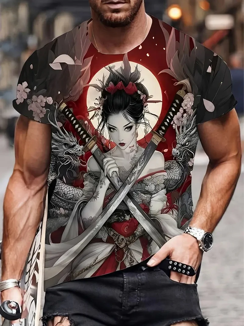 harajuku samouraï t shirt pour hommes 2025 nouvelle mode décontracté hommes t shirt à manches courtes été anime japonais 3d imprimé y2k hauts harajuku samouraï t shirt pour hommes 2025 nouvelle mode décontracté hommes t shirt à manches courtes été anime japonais 3d imprimé y2k hauts