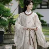 hanfu – robe à col rond avec impression de calligraphie traditionnelle originale, dynastie des chansons, teinture, costume d'événement de carnaval, cosplay sur scène