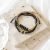 bracelets en pierre de verre noir pour femmes, accessoires de bijoux boho faits à la main, 4 pièces/ensemble