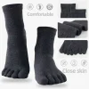 10 pièces = 5 paires hommes cinq orteils chaussettes longues sport course décontracté doigts séparés chaussettes sueur déodorant bas antidérapant équipage sox