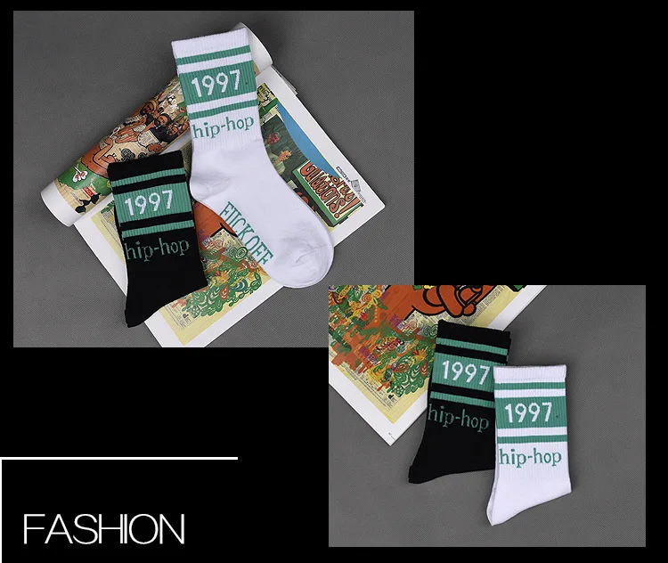 chaussettes streetwear pour hommes, sport coréen, harajuku, tendance, skateboard, couple, chaussettes hip hop à rayures hautes, 1997 chaussettes streetwear pour hommes, sport coréen, harajuku, tendance, skateboard, couple, chaussettes hip hop à rayures hautes, 1997