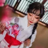 robe kimono en satin pour femmes, anime japonais, geisha yukata, robe douce, peignoir en fleurs, vêtements de nuit pour fans, ensemble de chaussettes tabi, blanc sakura